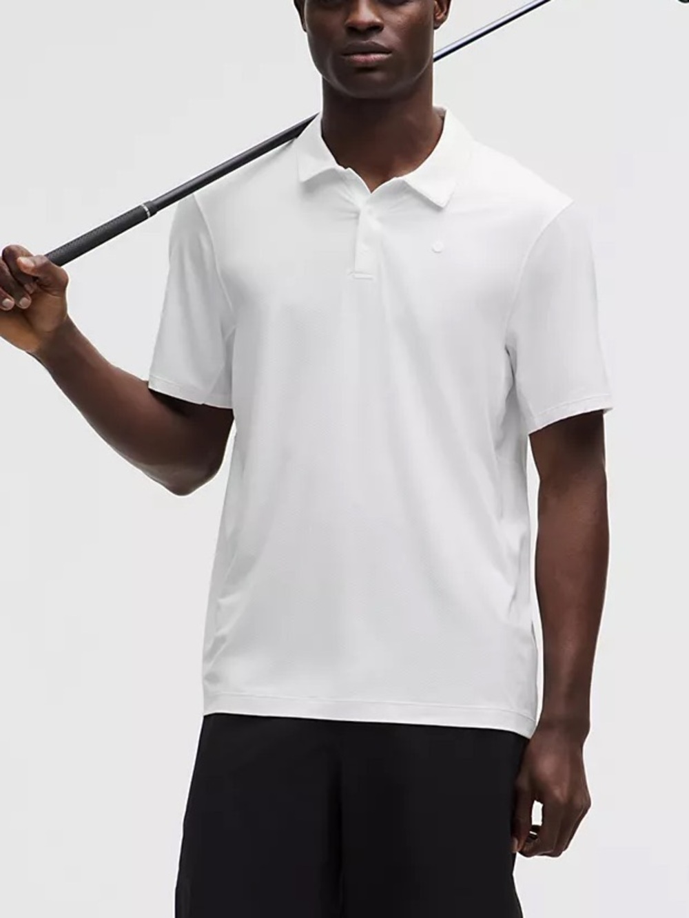 LULULEMON Athletica Men's White Logo Sport Performance Polo Short Sleeve XXL EUC